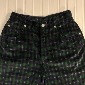 Jones New York Sport Tartan Plaid Velveteen Pants Size 4